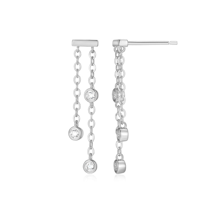 Bezel Dangle Sterling Silver 925 Purity Lab Grown Diamond Earrings