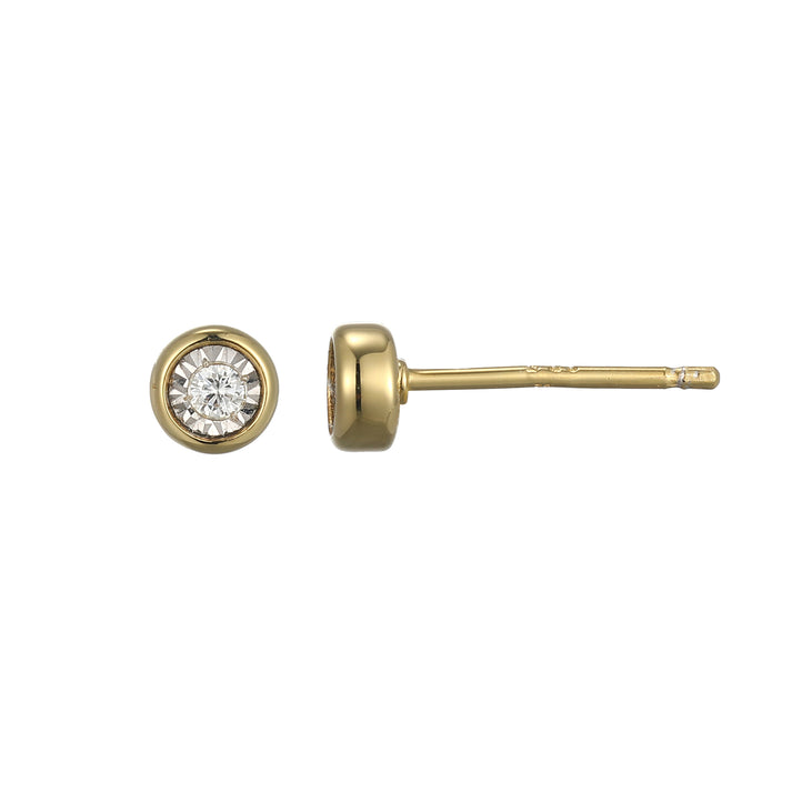 Bezel Sterling Silver Yellow Gold Plated Lab Grown Diamond Earrings