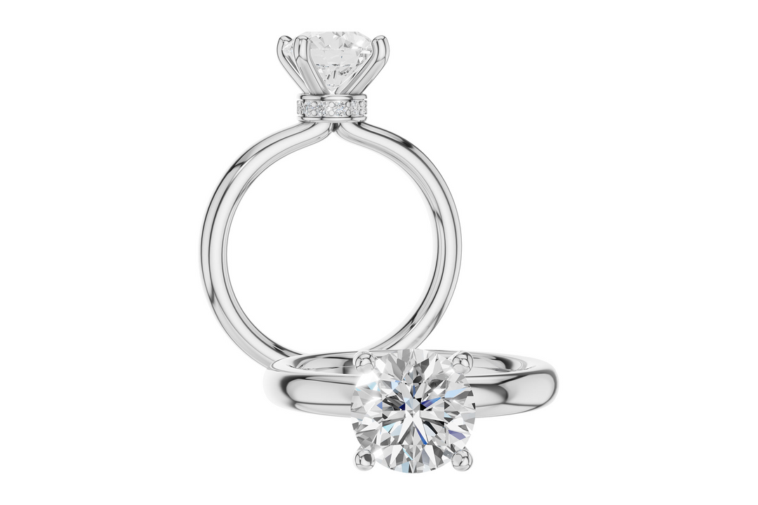 Hidden Halo Style Semi-set Engagement Ring Mounting 14k White Gold .09 total Carat Weight