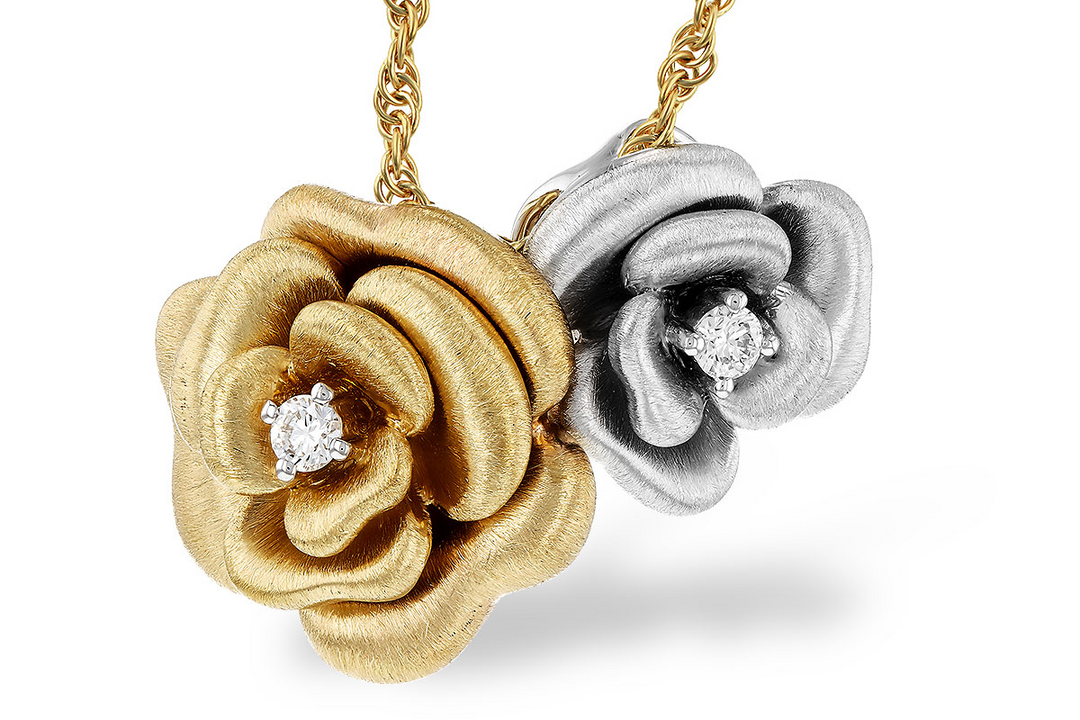 Flower Diamond Necklace .06 14k Two-Tone