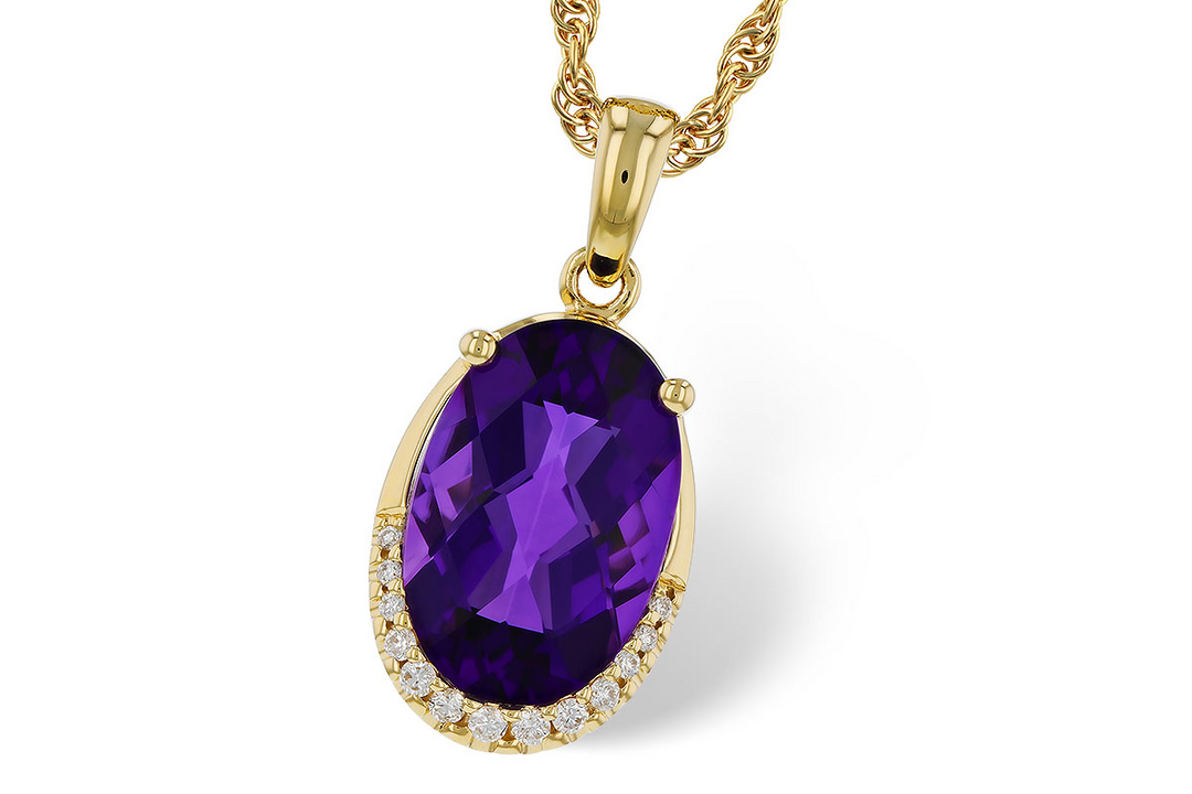 14k Yellow Gold Oval Amethyst Free Form Pendant