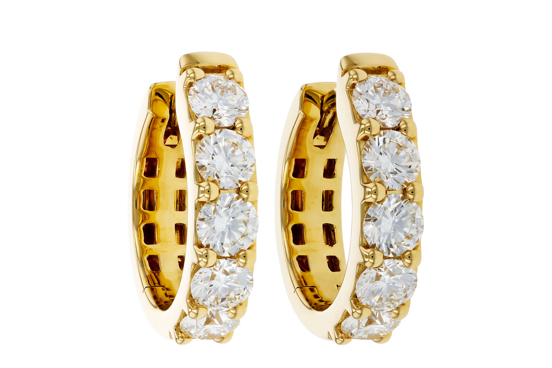14k Yellow Gold Hoop 1.50 Total Natural Diamond Earrings