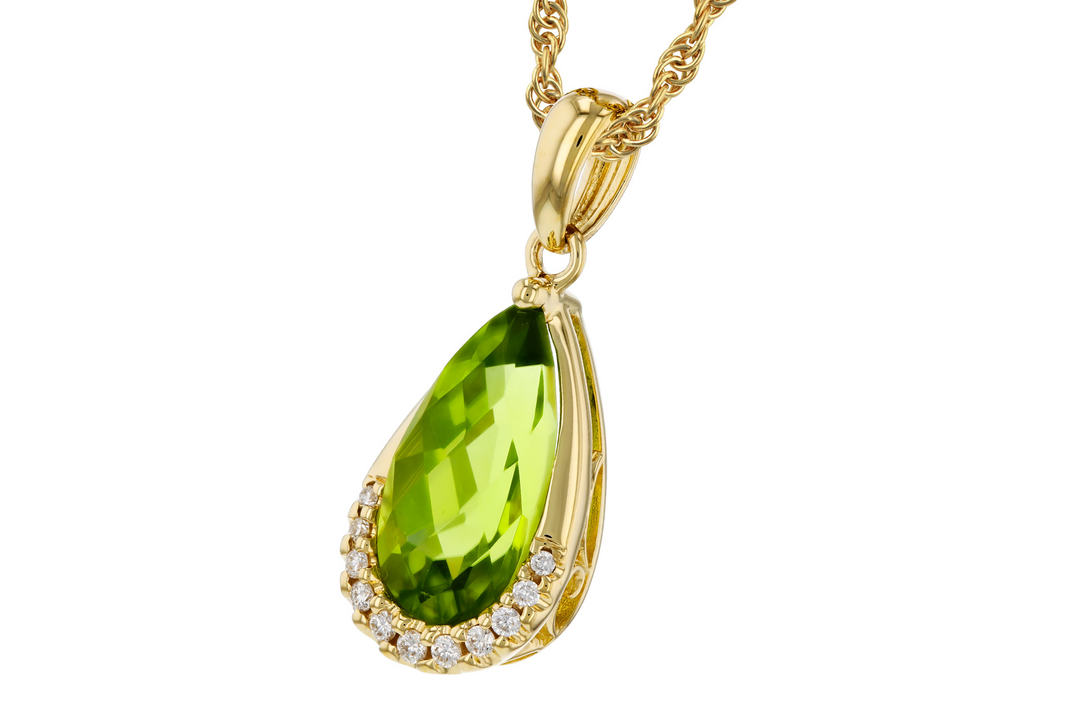 14k Yellow Gold Peridot Free Form Pendant