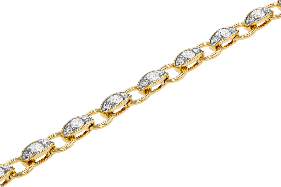 14k Yellow Gold Fancy Link 2.20 Total Diamond Bracelet