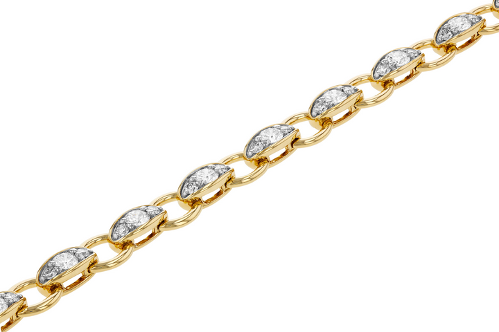14k Yellow Gold Fancy Link 2.20 Total Diamond Bracelet