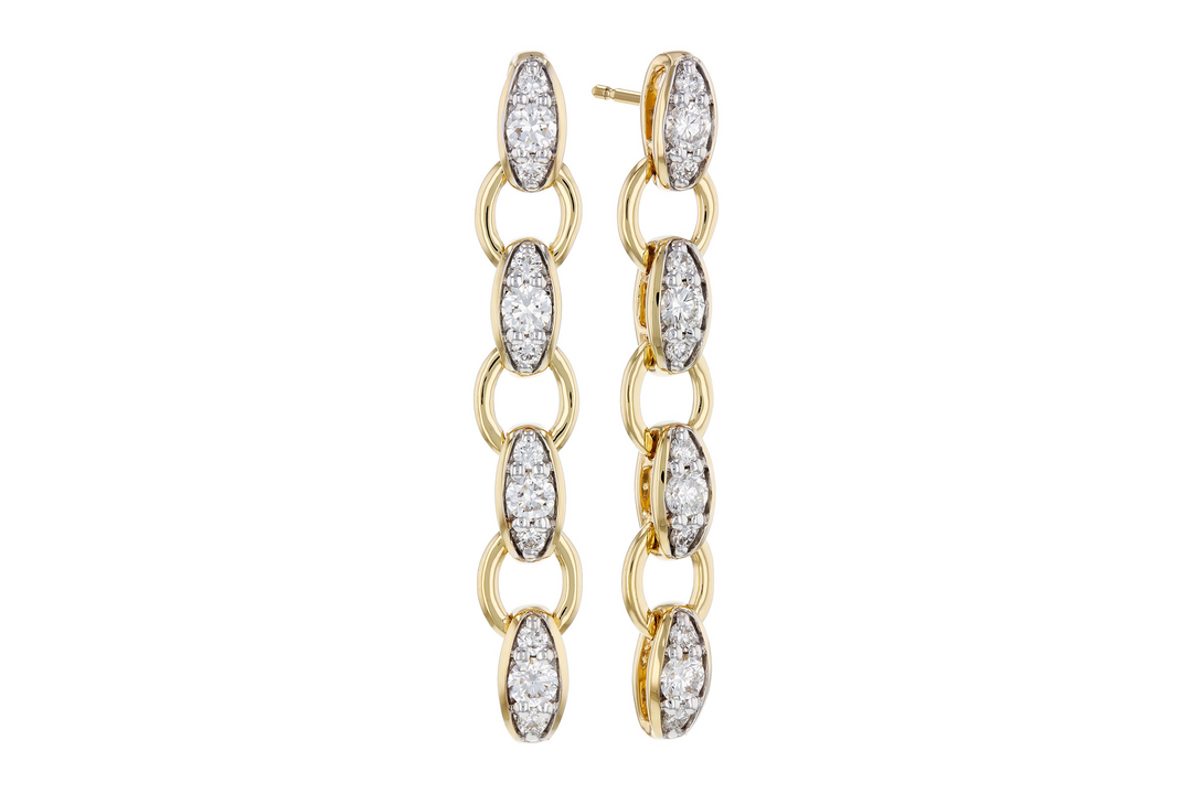 14k Yellow Gold Drop .65 Total Natural Diamond Earrings