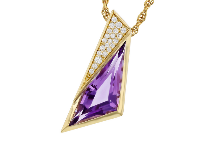 14k Yellow Gold Amethyst Free Form Pendant