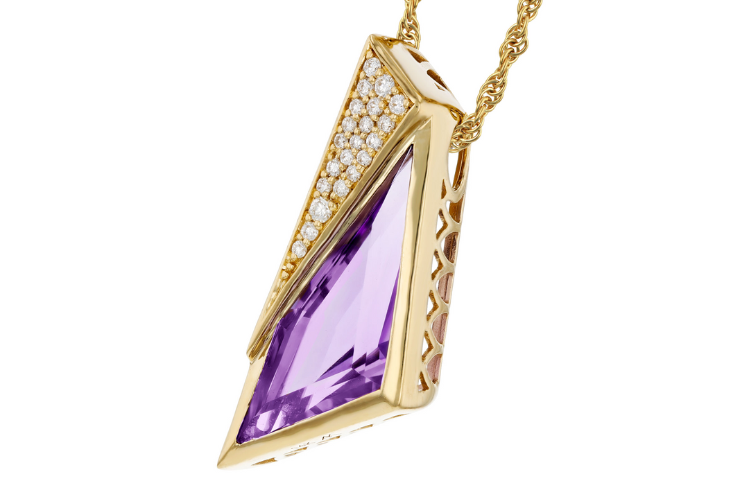 14k Yellow Gold Amethyst Free Form Pendant