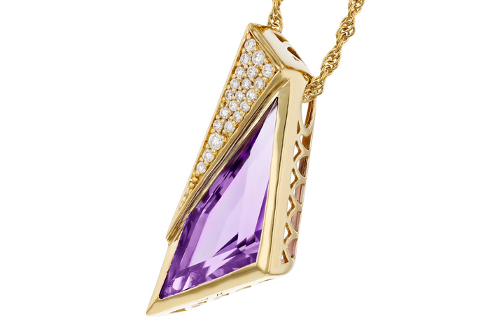 14k Yellow Gold Amethyst Free Form Pendant