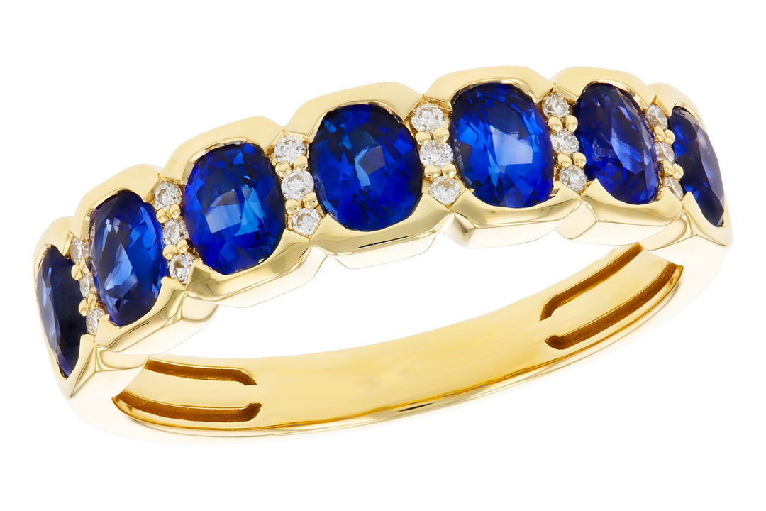 14k Yellow Gold Oval Sapphire Contemporary Wedding/Anniversary Ring