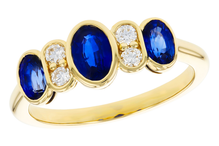 14k Yellow Gold Oval Sapphire Bezel Set Ring