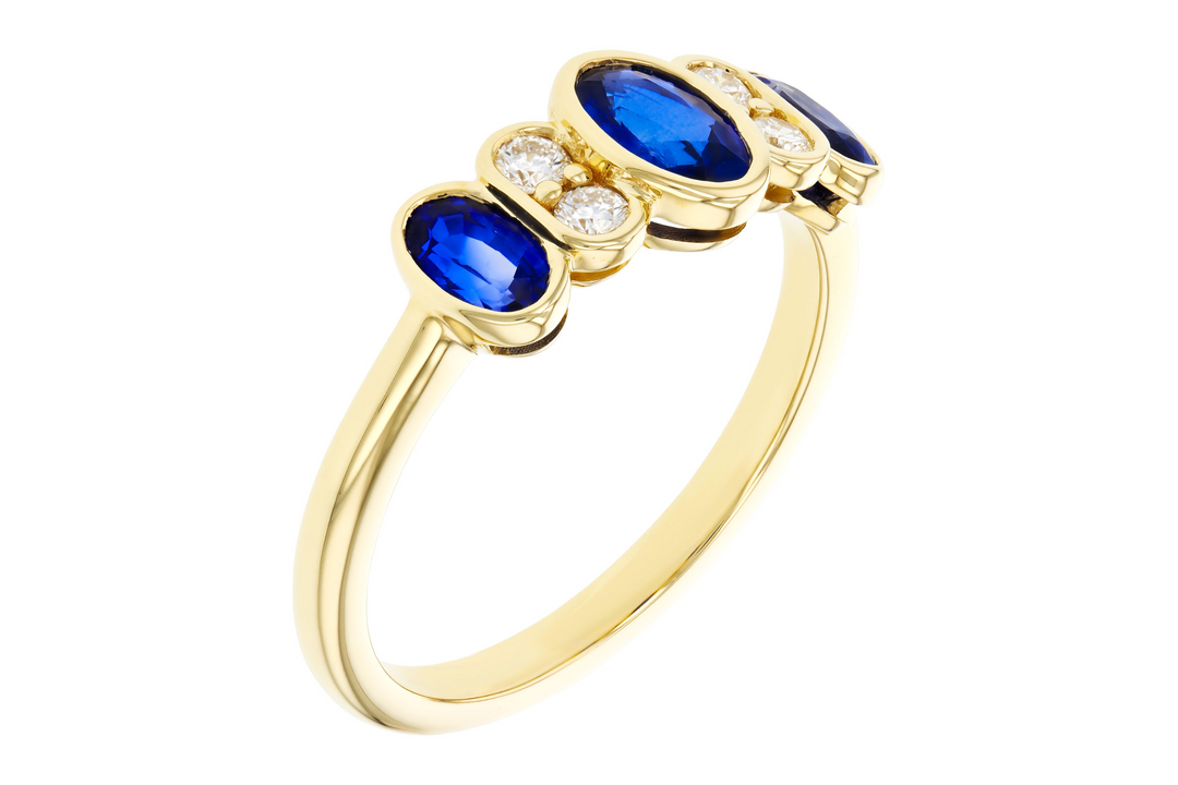 14k Yellow Gold Oval Sapphire Bezel Set Ring