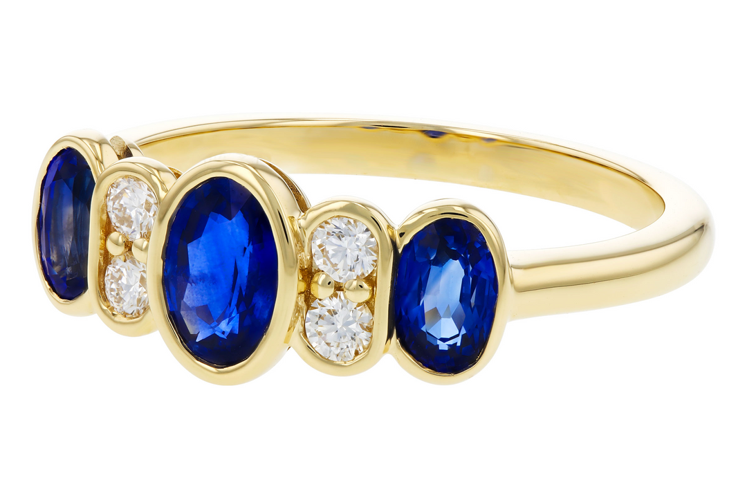 14k Yellow Gold Oval Sapphire Bezel Set Ring