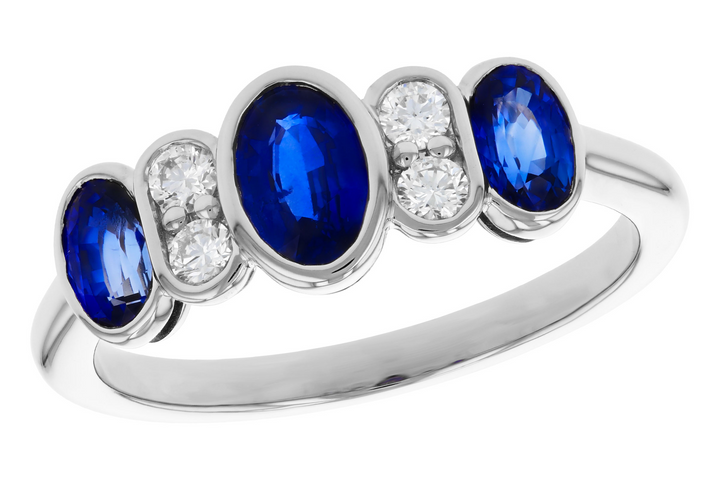 14k White Gold Oval Sapphire Bezel Set Ring