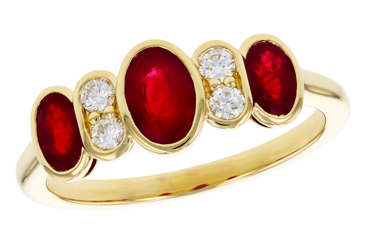 14k Yellow Gold Oval Ruby Bezel Set Ring