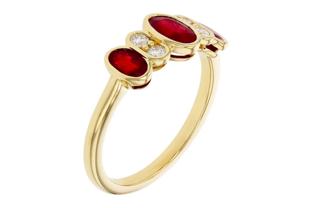 14k Yellow Gold Oval Ruby Bezel Set Ring