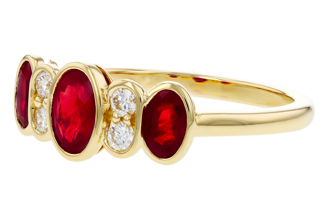 14k Yellow Gold Oval Ruby Bezel Set Ring