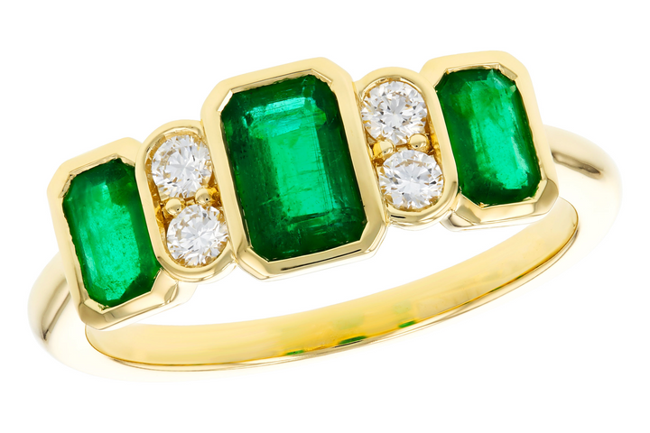 14k Yellow Gold Emerald Cut Emerald Bezel Set Ring