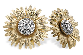 14k Two-Tone Flower Post .14ct Total Natural Diamond Earrings