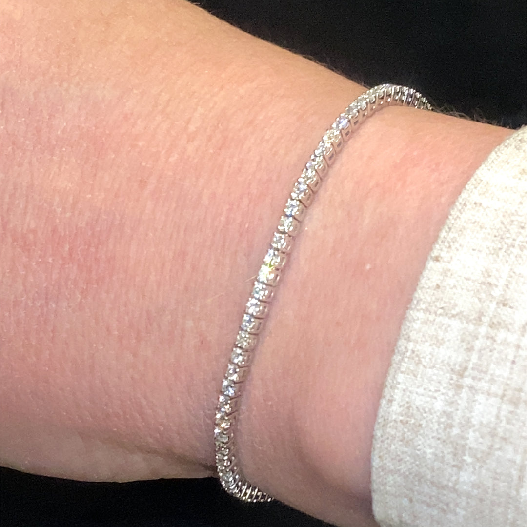14k White Gold Tennis 2.12ct Total Natural Diamond Bracelet