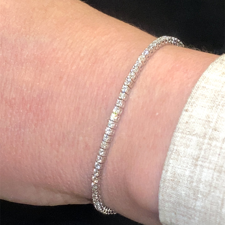 14k White Gold Tennis 2.12ct Total Natural Diamond Bracelet