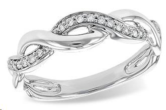 braid pattern Diamond Infinity Style Ring 14k White Gold .10ct Total