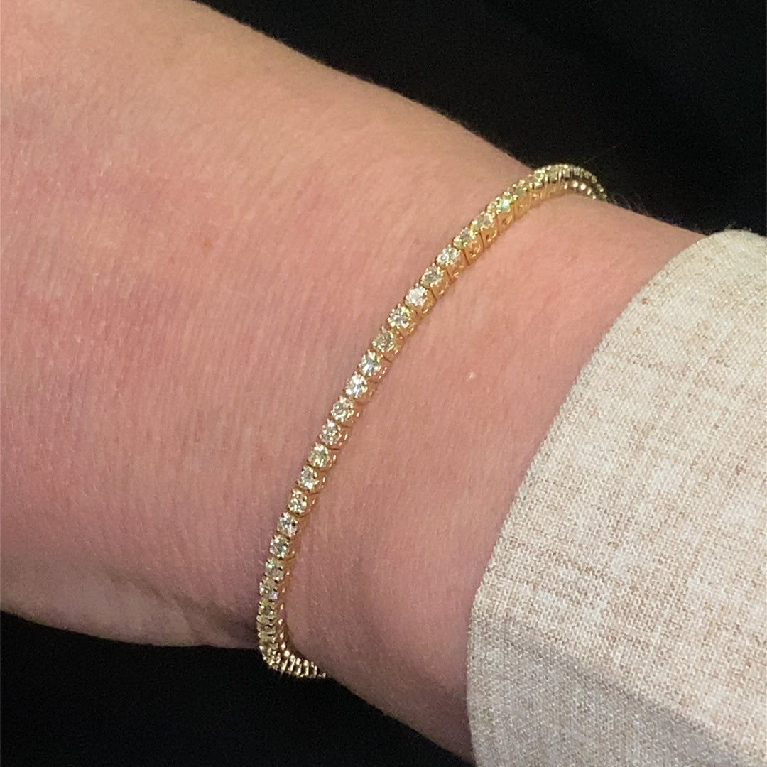 14k Yellow Gold Tennis 3.13ct Total Natural Diamond Bracelet