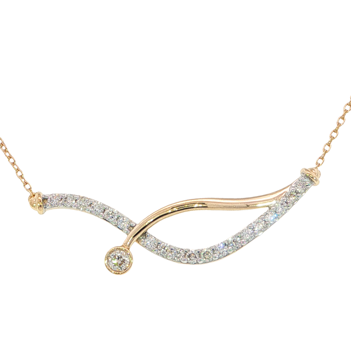interlocking curves Free Form Diamond Necklace .25ct 14k Yellow Gold
