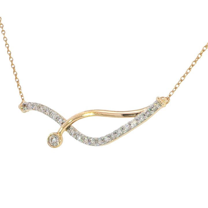 interlocking curves Free Form Diamond Necklace .25ct 14k Yellow Gold