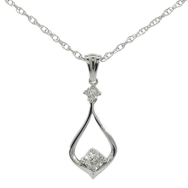 Chevron Diamond Accented Pendant, Sterling Silver