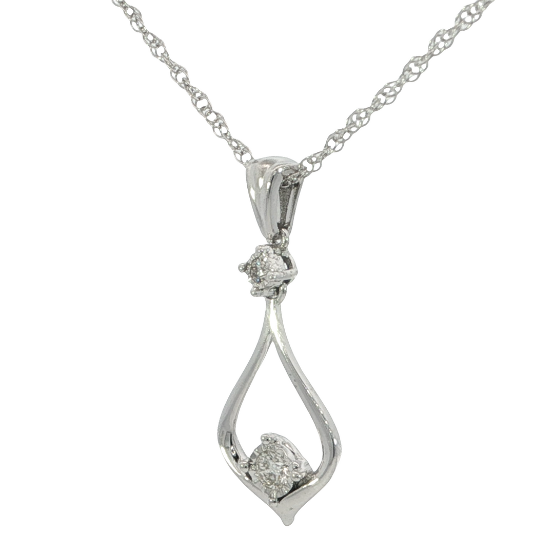 Chevron Diamond Accented Pendant, Sterling Silver