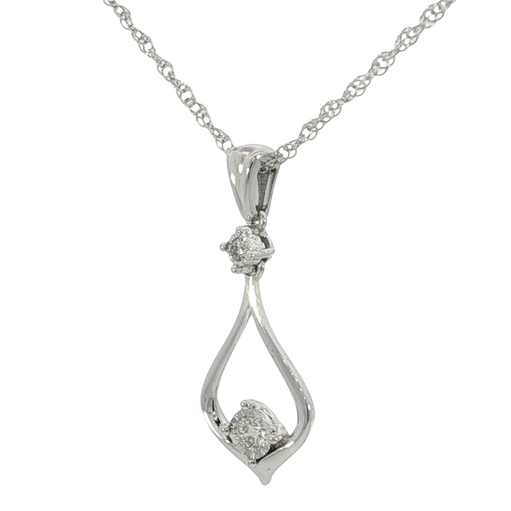 Chevron Diamond Accented Pendant, Sterling Silver