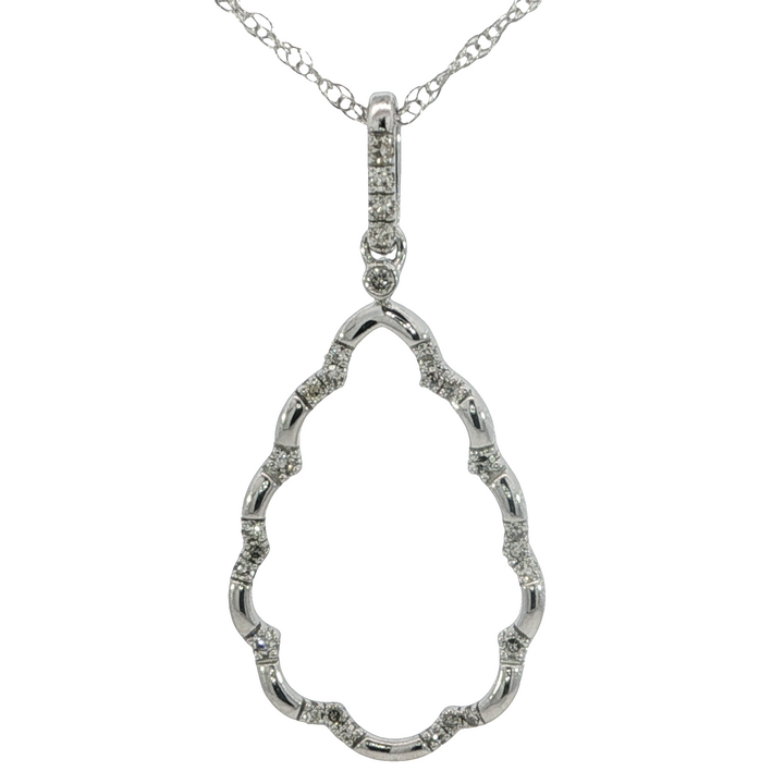 Pear Drop Diamond Pendant, Sterling Silver