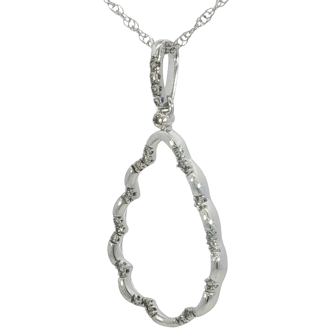 Pear Drop Diamond Pendant, Sterling Silver