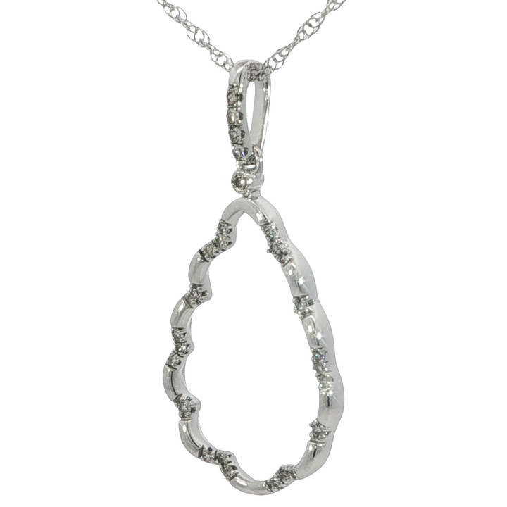 Pear Drop Diamond Pendant, Sterling Silver