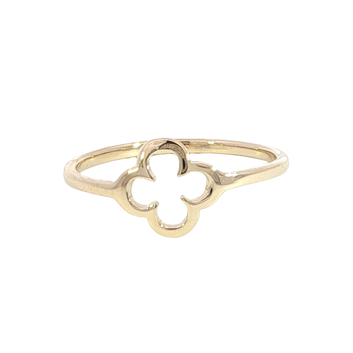 Open Clover High Polish Ring, 14k Yellow Gold
