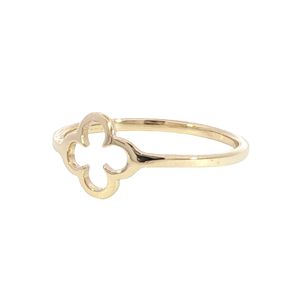 Open Clover High Polish Ring, 14k Yellow Gold