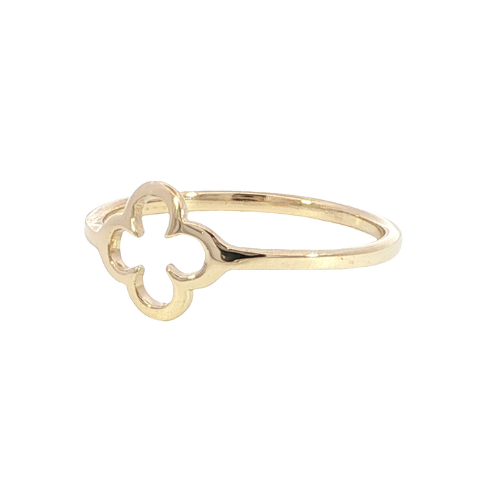 Open Clover High Polish Ring, 14k Yellow Gold
