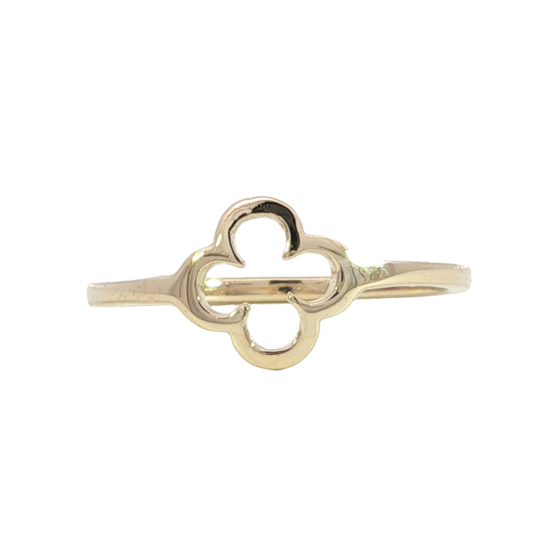 Open Clover High Polish Ring, 14k Yellow Gold