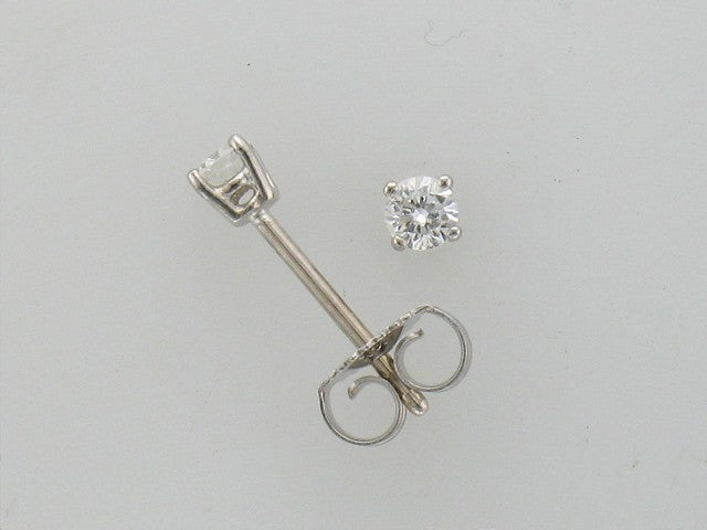 14k White Gold G color, I2 clarity 4 Prong Stud .15ct Total Natural Diamond Earrings