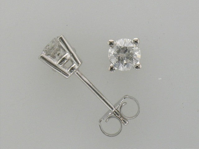 14k White Gold 4 Prong Stud .50ct Total Natural Diamond Earrings