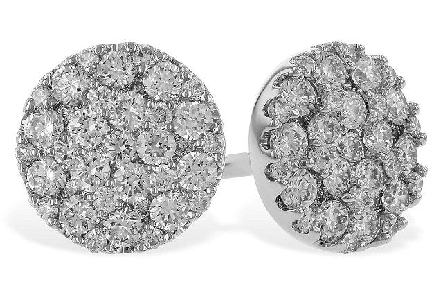 14k White Gold Round Cluster .50ct Total Natural Diamond Earrings