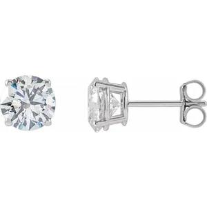 2.0ct Total Lab Grown Diamond 4 Prong Stud Earrings D color, VS2 Clarity 14k White Gold