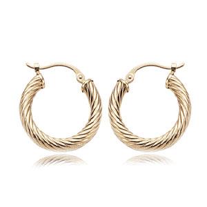 Twisted Hoop 13x9mm Earrings 14k Yellow Gold Polished