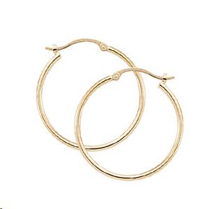 Tube Hoop 1.5x20mm Earrings 14k Yellow Gold Polished