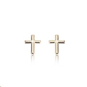 Cross Post 8.6 x 6.4mm Earrings 14k Yellow Gold Polished