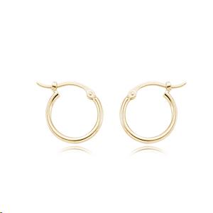 Mini Tube Hoop Earrrings, 14k Yellow Gold