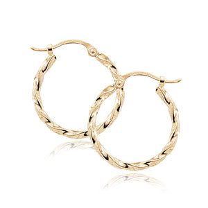 Twist Hoop 2.0x18mm Earrings 14k Yellow Gold Polished