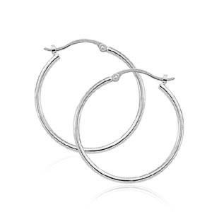 Tube Hoop 1.5mm x 20mm Earrings 14k White Gold Polished