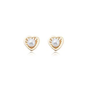 14k Yellow Gold Round Pearl 4 Prong Stud Earrings